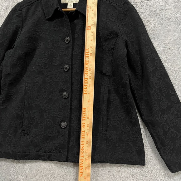 Appleseeds Button Up Womens 4P Blazer Black Floral Preppy Grunge Goth - Picture 5 of 8